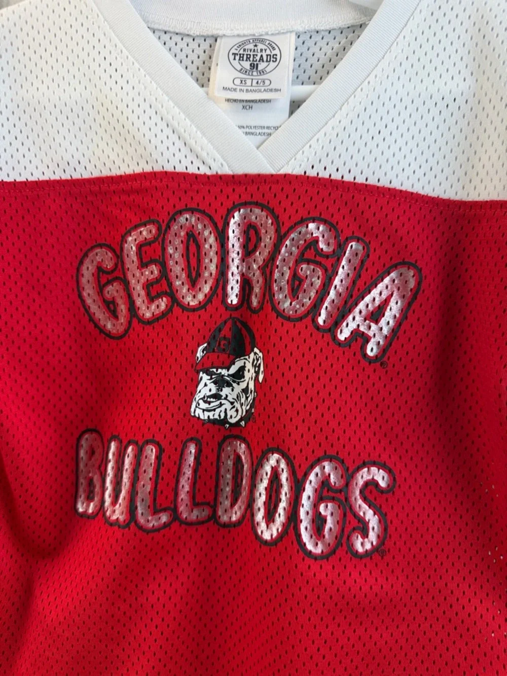 Georgia Bulldogs Kids Red & White Mesh‎ Team Top